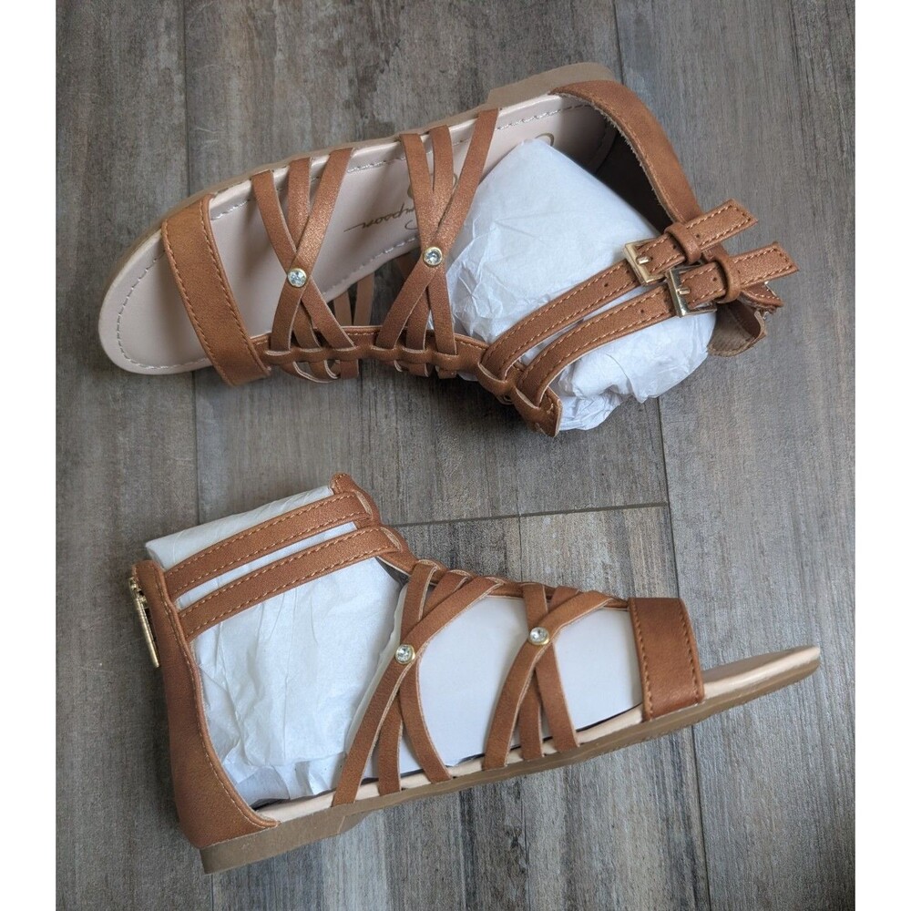 NEW Jessica Simpson Annette Gladiator Brown Gladiator Sandals Jeweled Girls 13 - Picture 3 of 5